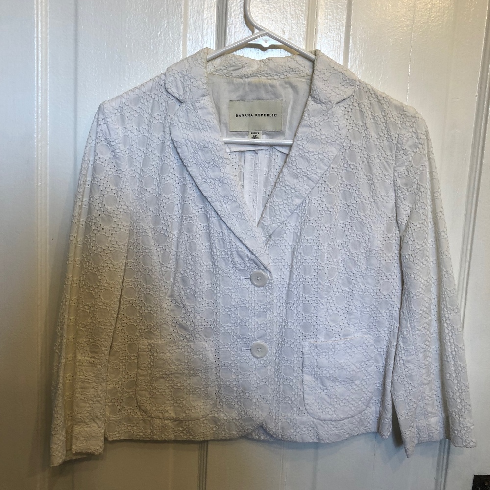 White Eyelet Blazer
